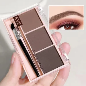 3-i-1 Ögonbrynspalett för Powder Brows – Vattenfast & Långvarig – 3 Färger + Borste